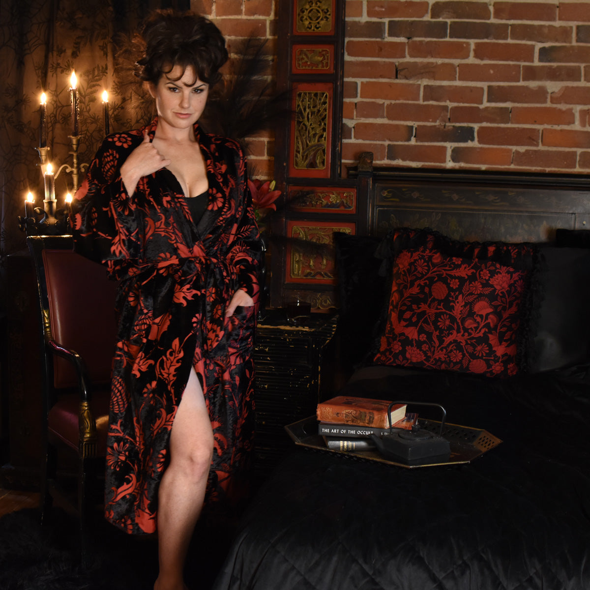 SUKU  DRESSING GOWN ブラック S Ｍ SUKU DRESSING GOWN ブラック S M Gothic Velvet Bat Robe - Red