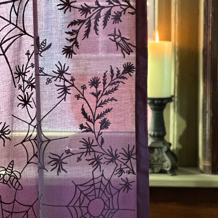 Spider Web Lace Curtain - Plum Purple