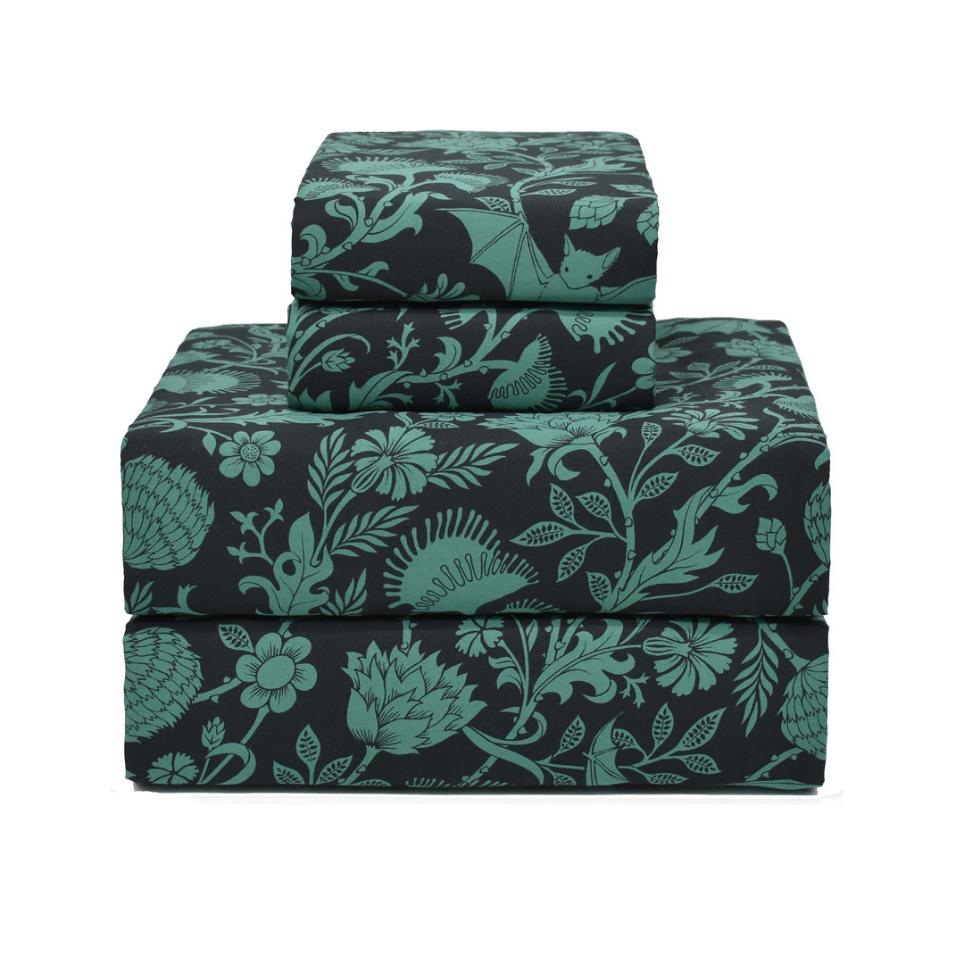Emerald Green Bats Sheets Sin in Linen