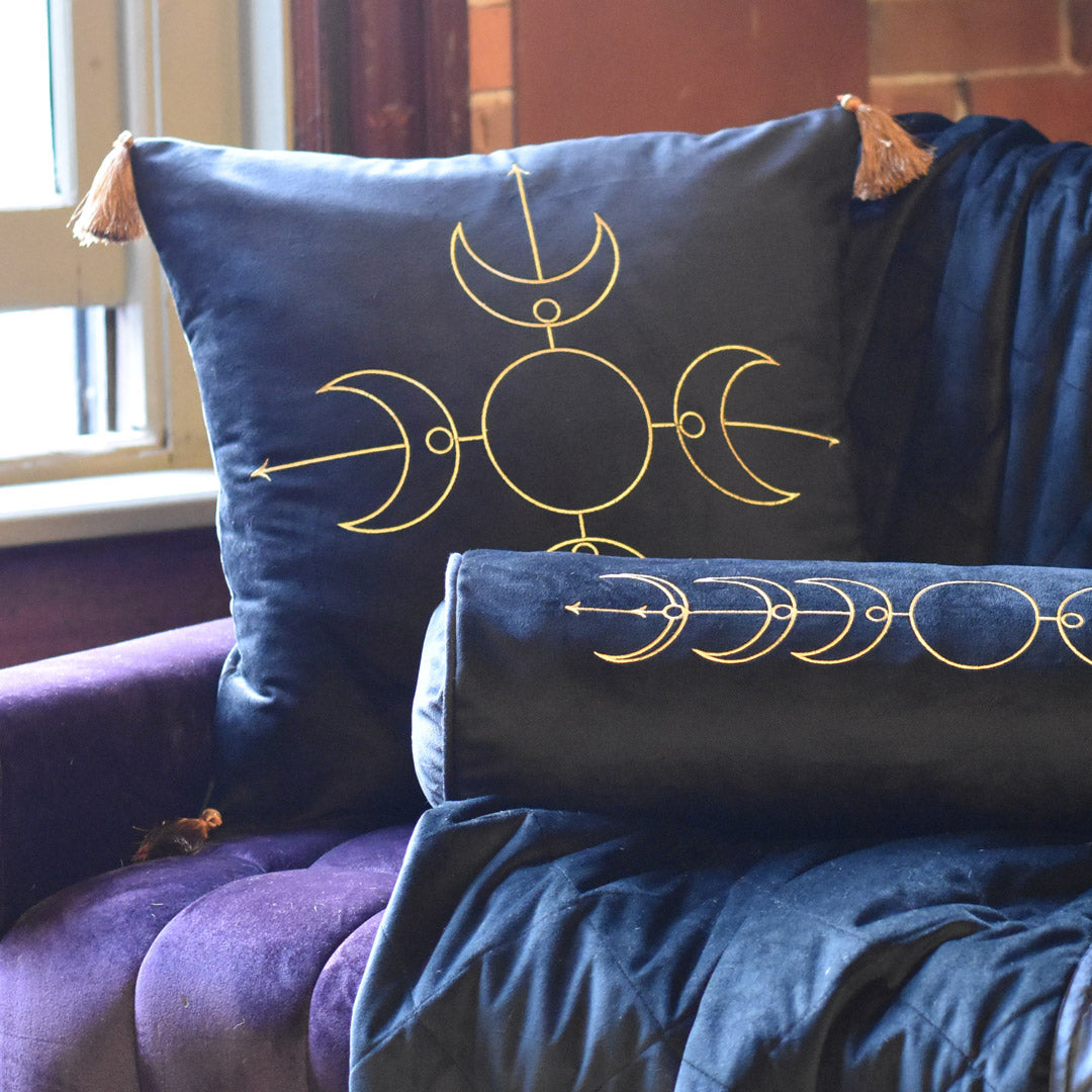 Velvet Moon Phase Square Pillow