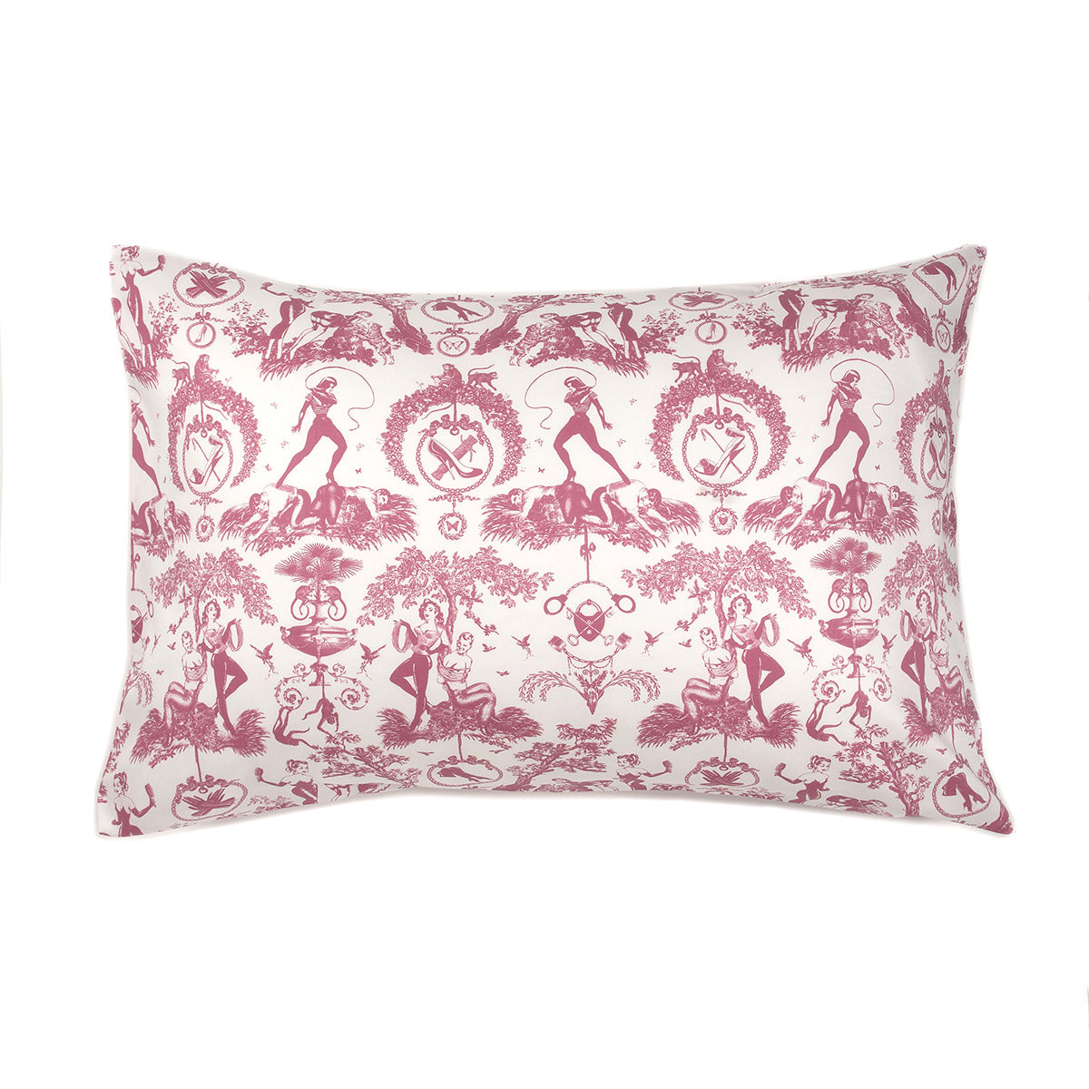 A pink toile vintage inspired pillowcase