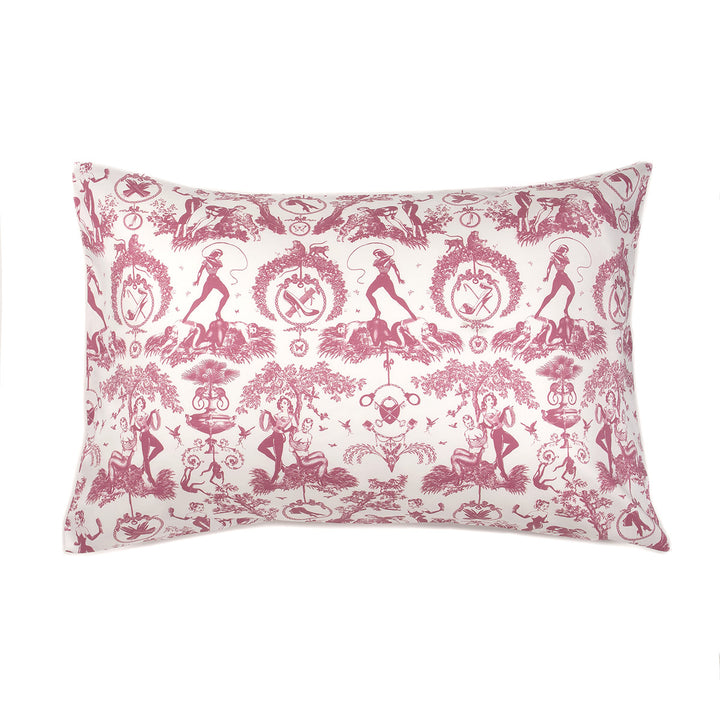 A pink toile vintage inspired pillowcase