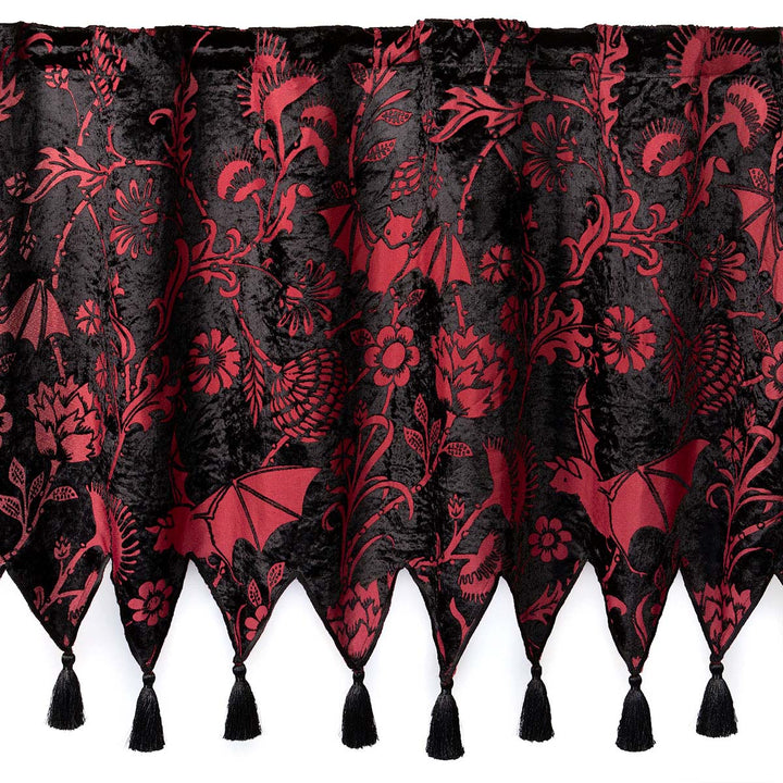 Velvet Bats Curtains - Red & Black