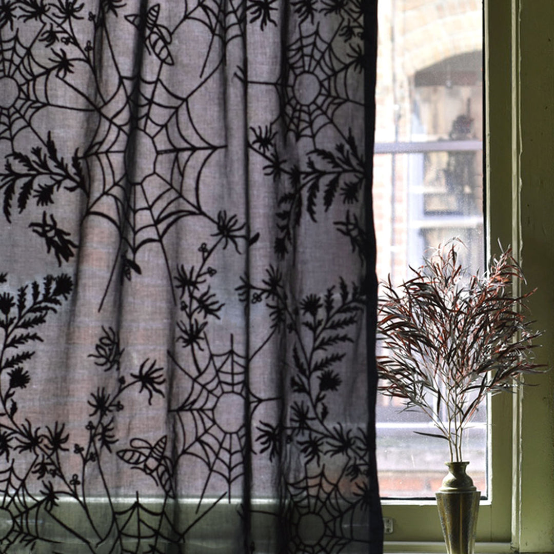 Spider Web Lace Curtain - Black