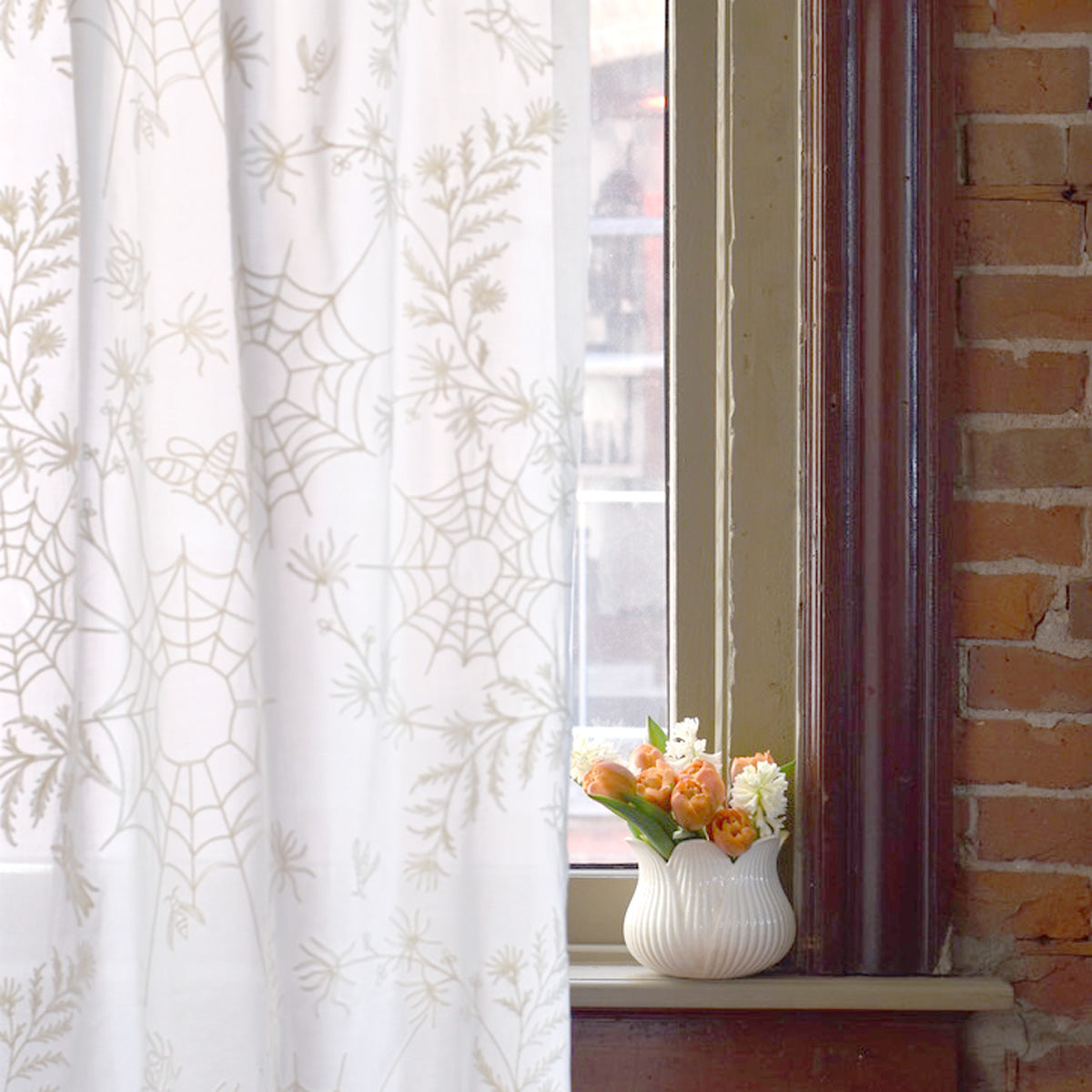Spider Web Lace Curtain - Ivory