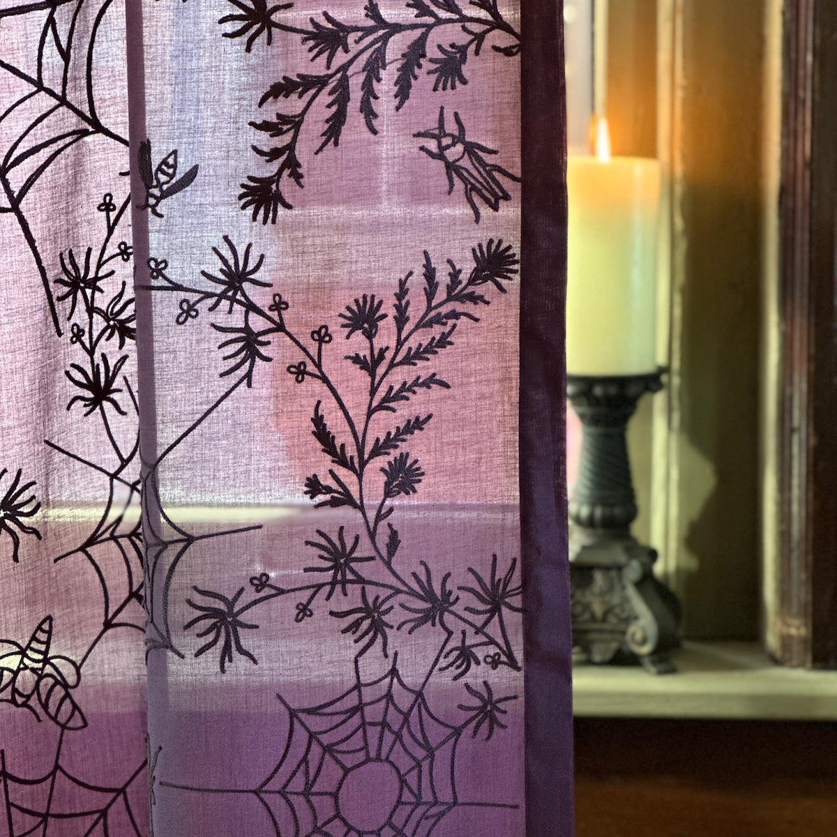 Spider Web Lace Curtain - Plum Purple – Sin in Linen