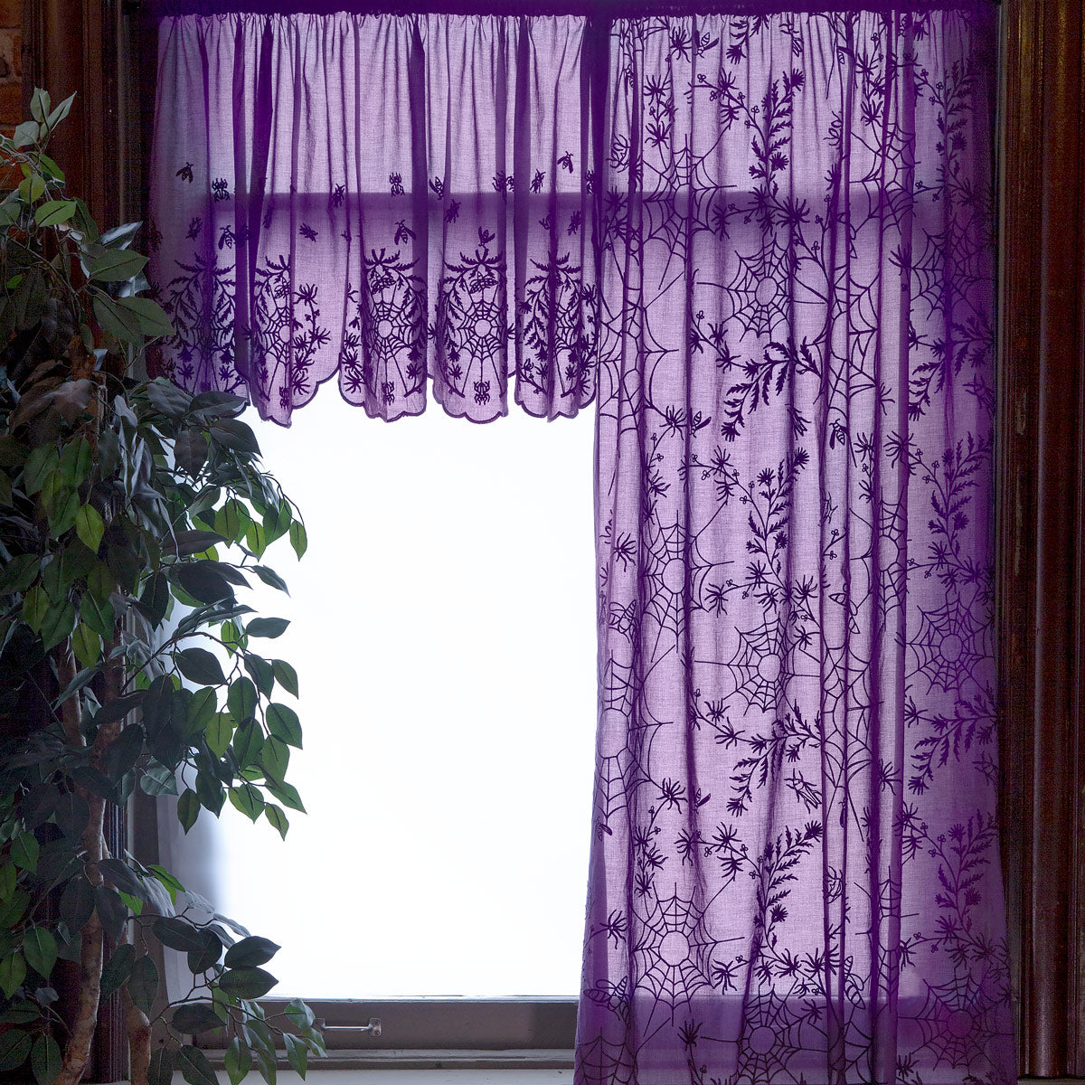 Spider Web Lace Curtain - Plum Purple – Sin in Linen