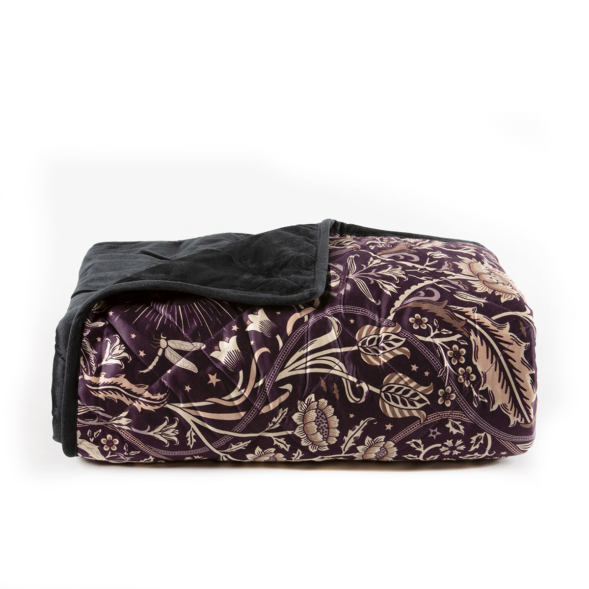 Night Garden Velvet Throw Blanket - Plum