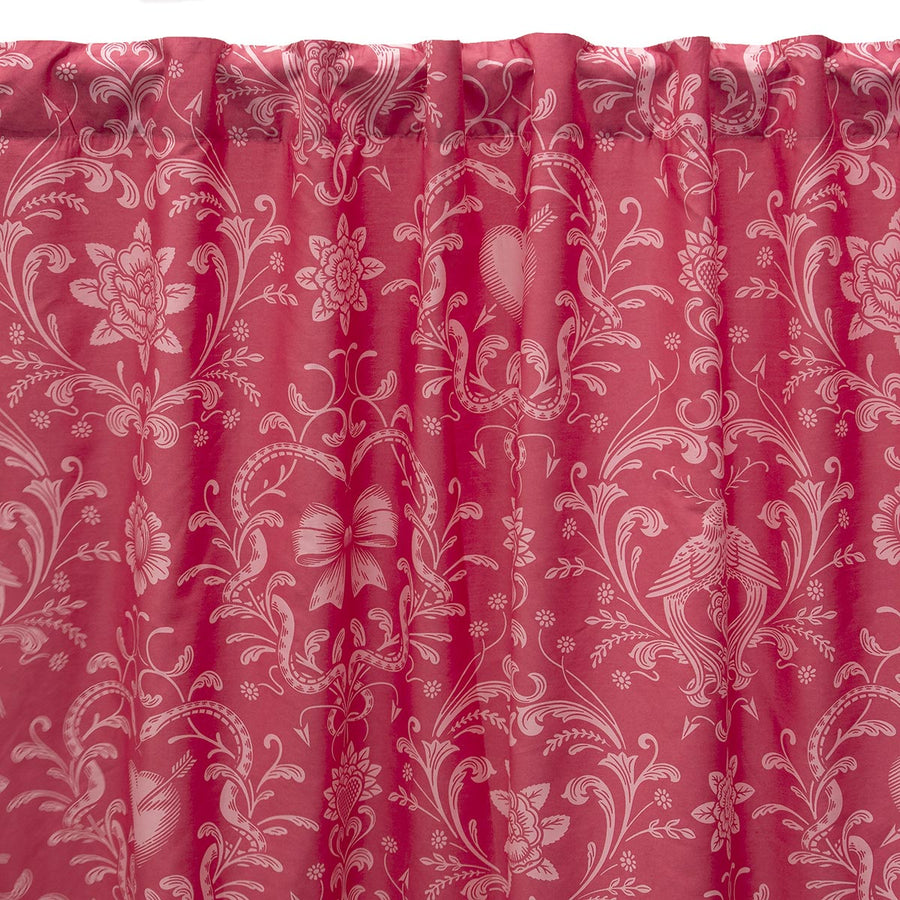 Vintage inspired pink on pink damask patterned curtain. Rod or pocket. 