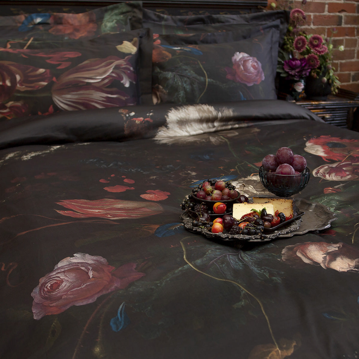 Gothic Floral Duvet Cover Set - Bedding by Sin in Linen