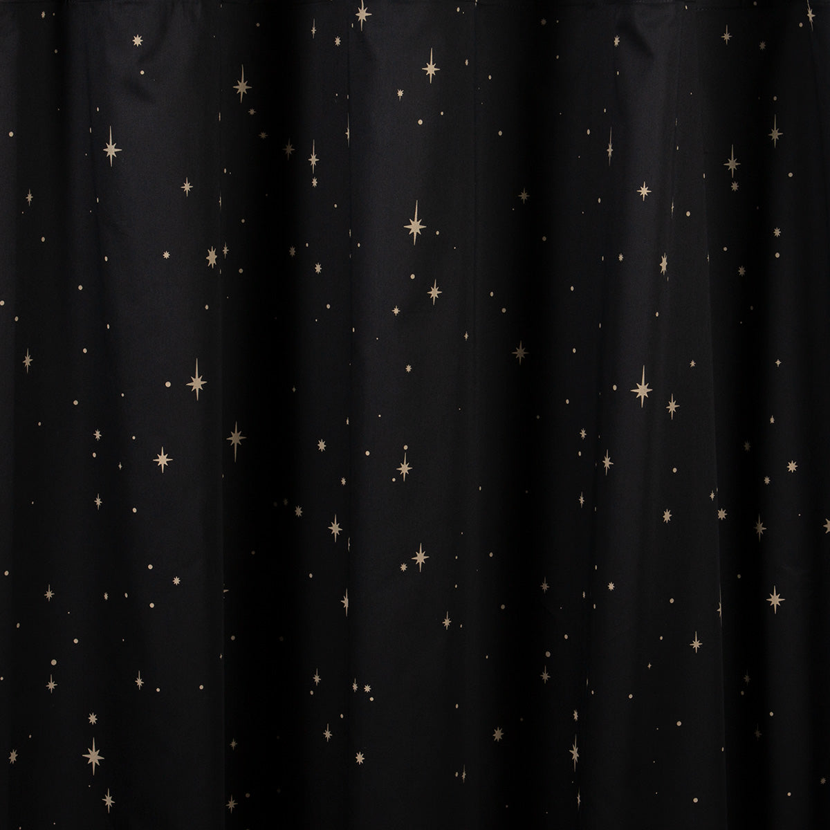100% cotton celestial window curtains featuring a bronze star print. 