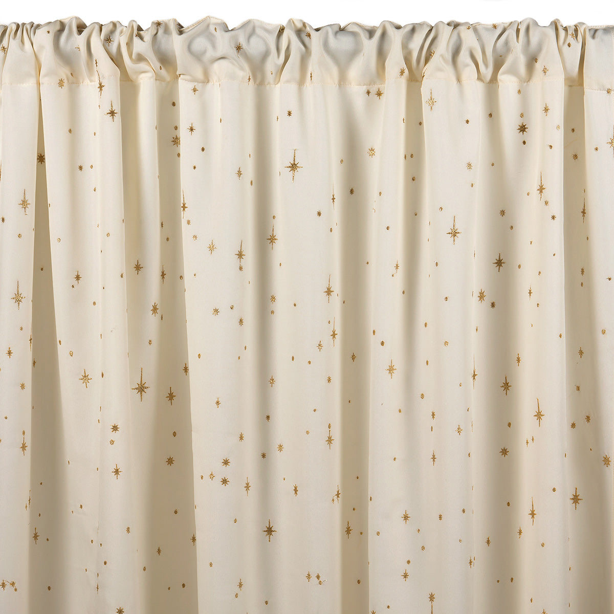 Ivory semi-sheer curtain with embroidered gold star pattern