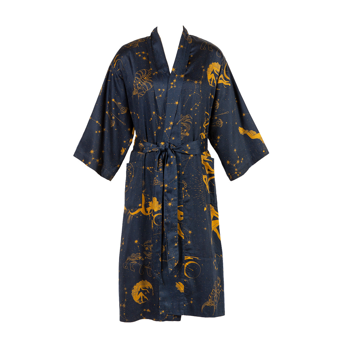 Heavenly Bodies celestial sleeping robe. Bohemian, witchy sleepwear by Sin in Linen. 