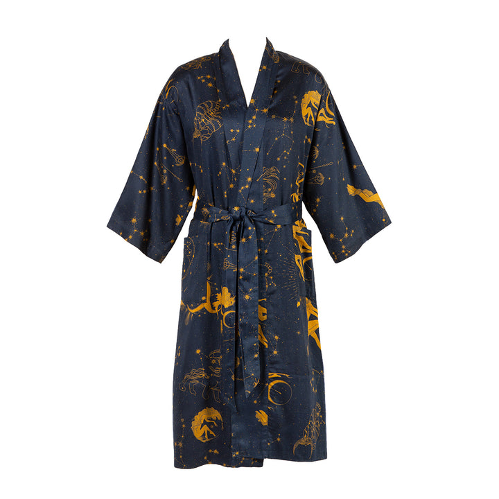 Heavenly Bodies celestial sleeping robe. Bohemian, witchy sleepwear by Sin in Linen. 