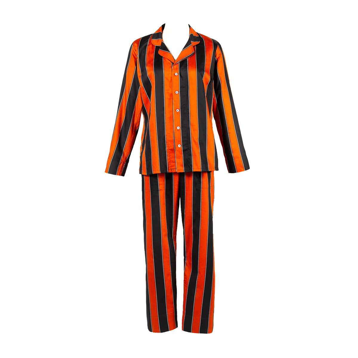 Pumpkin orange and black striped pajamas. Gothic sleepwear by Sin in Linen
