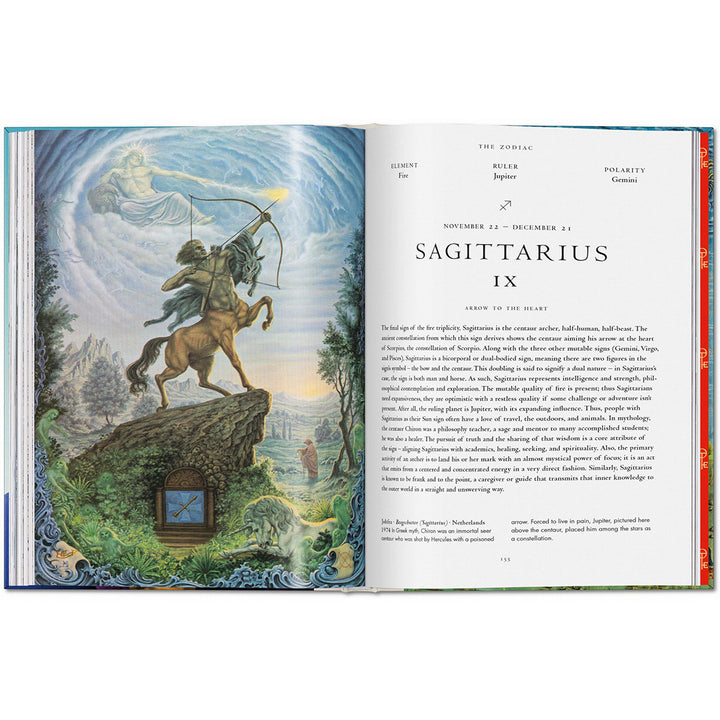 Inside page of Taschen's Library of Esoterica Book speaking to Sagittarius.