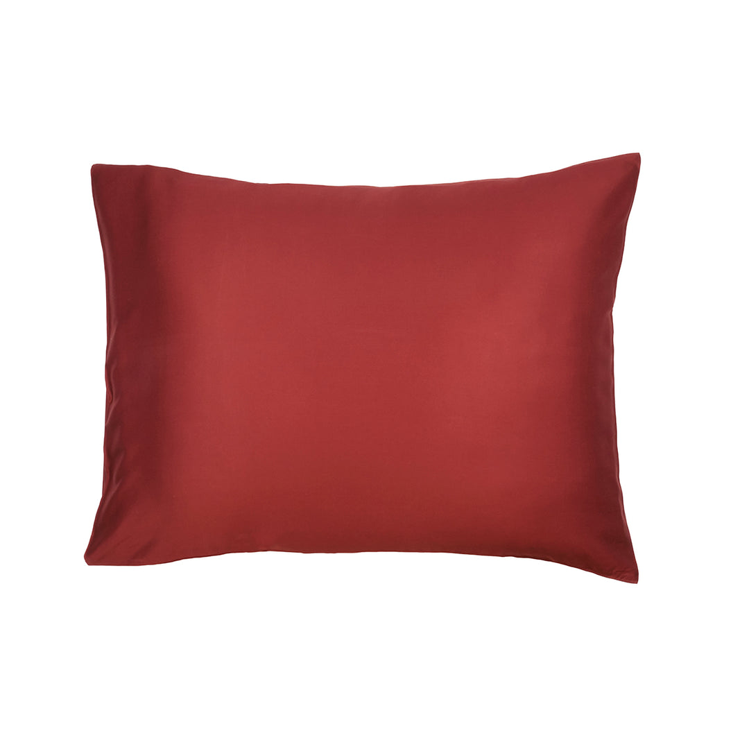 Burgundy red bamboo pillowcase on a white background