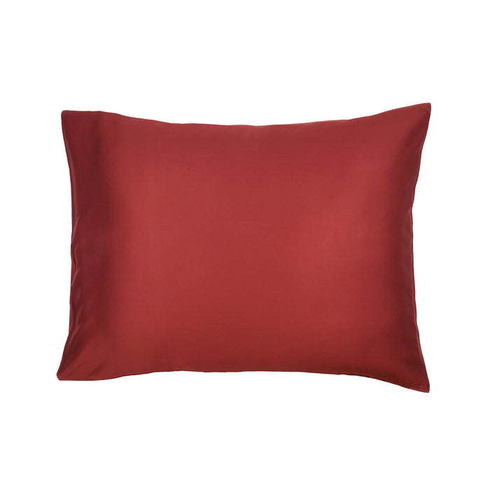 Burgundy red bamboo pillowcase on a white background