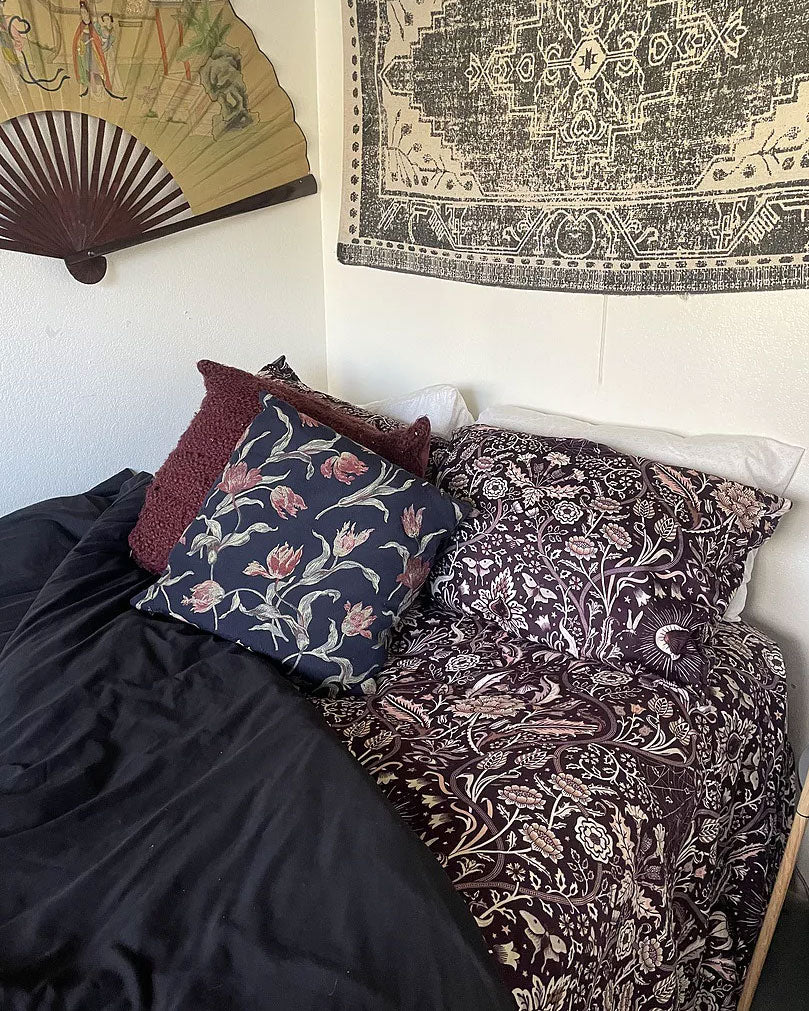 Purple Gothic Botanical Bedding - Night Garden from Sin in Linen