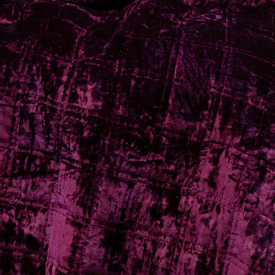 Dark purple quilted velvet fabric for a pillowcase