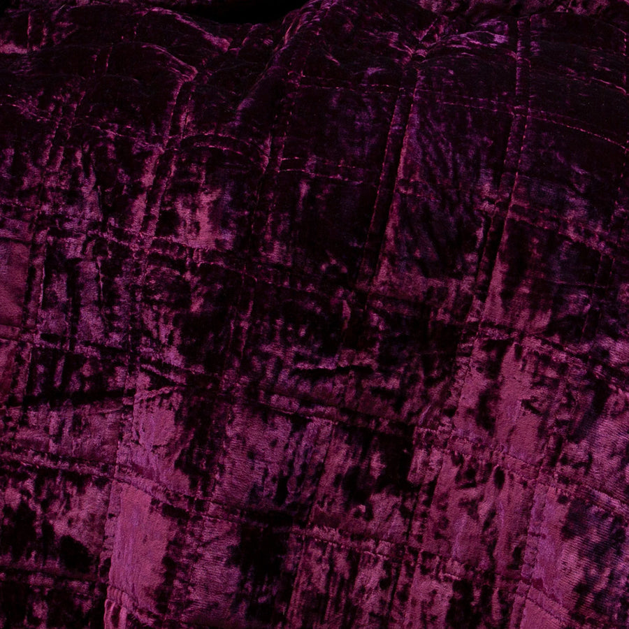 Dark purple quilted velvet fabric for a pillowcase