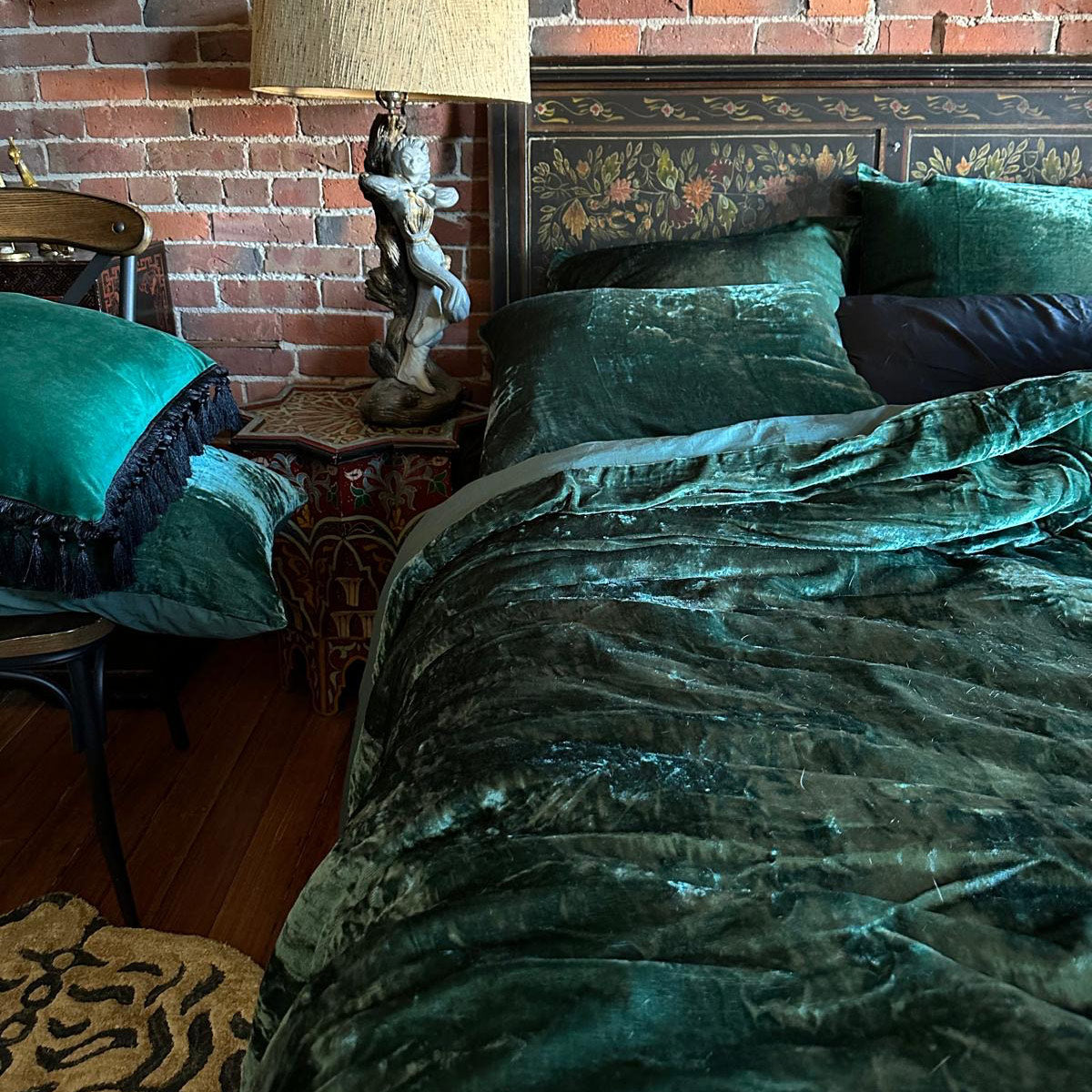 Green Velvet Duvet Cover Set