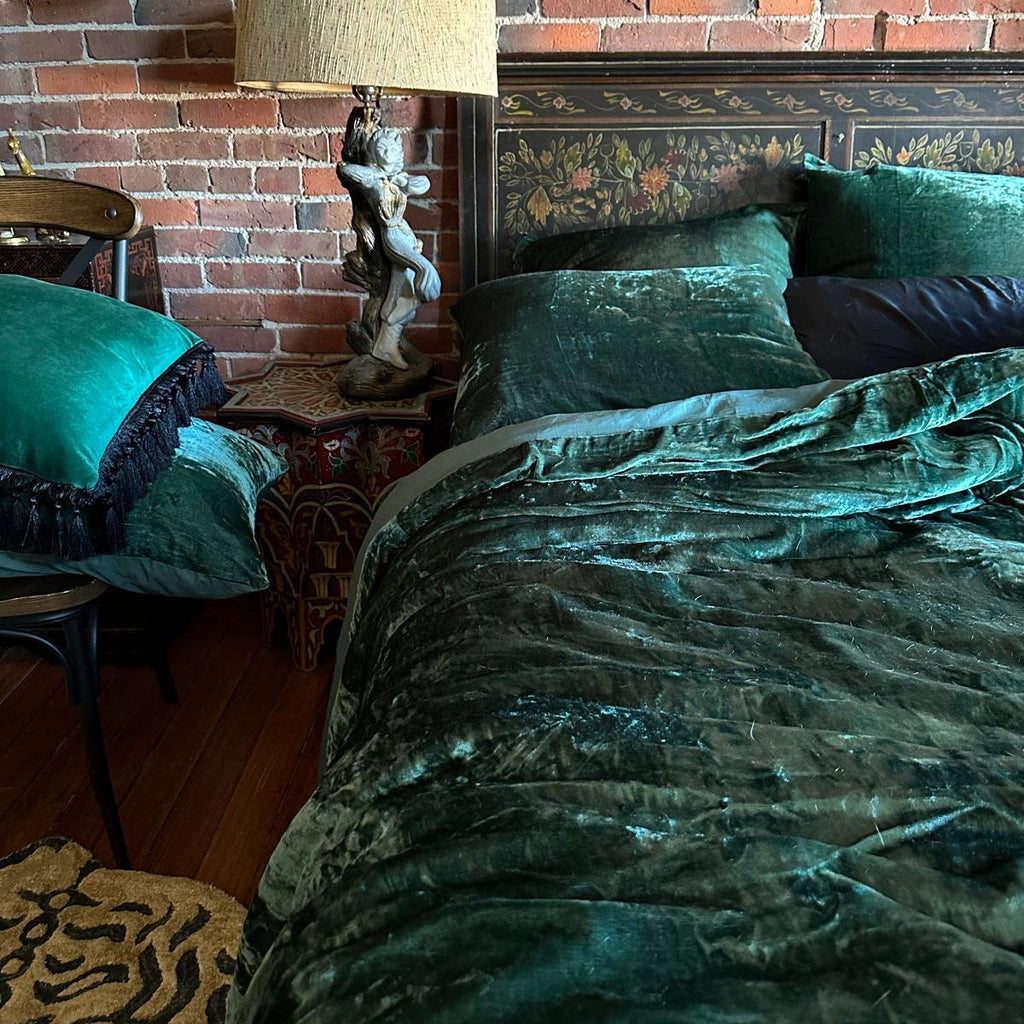 Green Velvet Duvet Cover Set – Sin in Linen