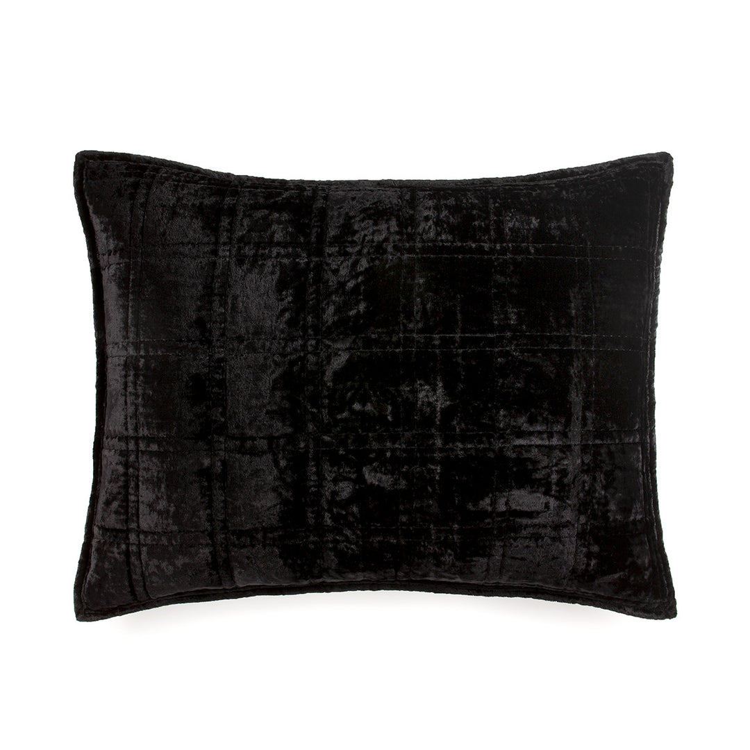 Black Velvet Pillowcase with square box quilting.