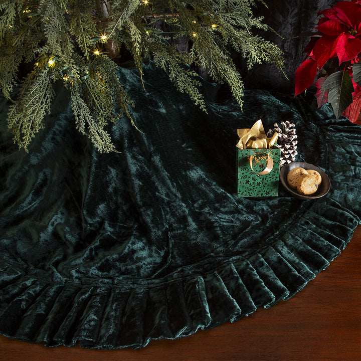 Velvet Tree Skirt - Forest Green