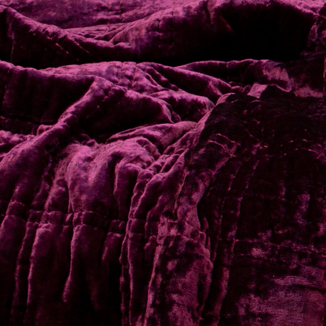 Amethyst purple velvet fabric swatch for throw pillows and pillowcases.