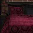 Damask Velvet Duvet Cover Set - Ruby