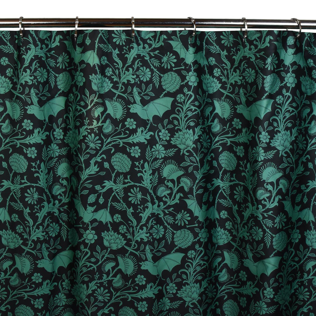 Green Bats Shower Curtain