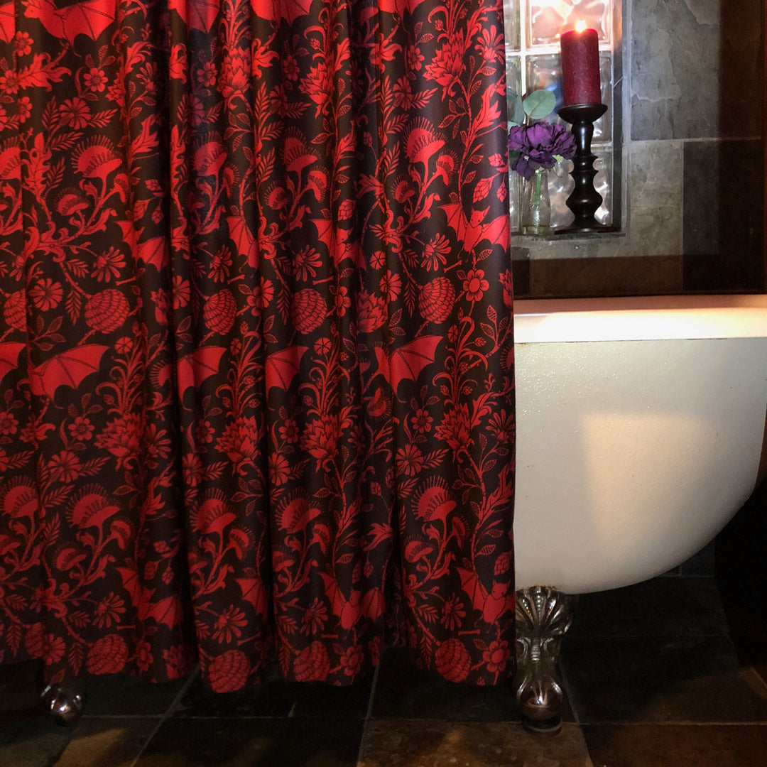 Scarlet Bat Shower Curtain