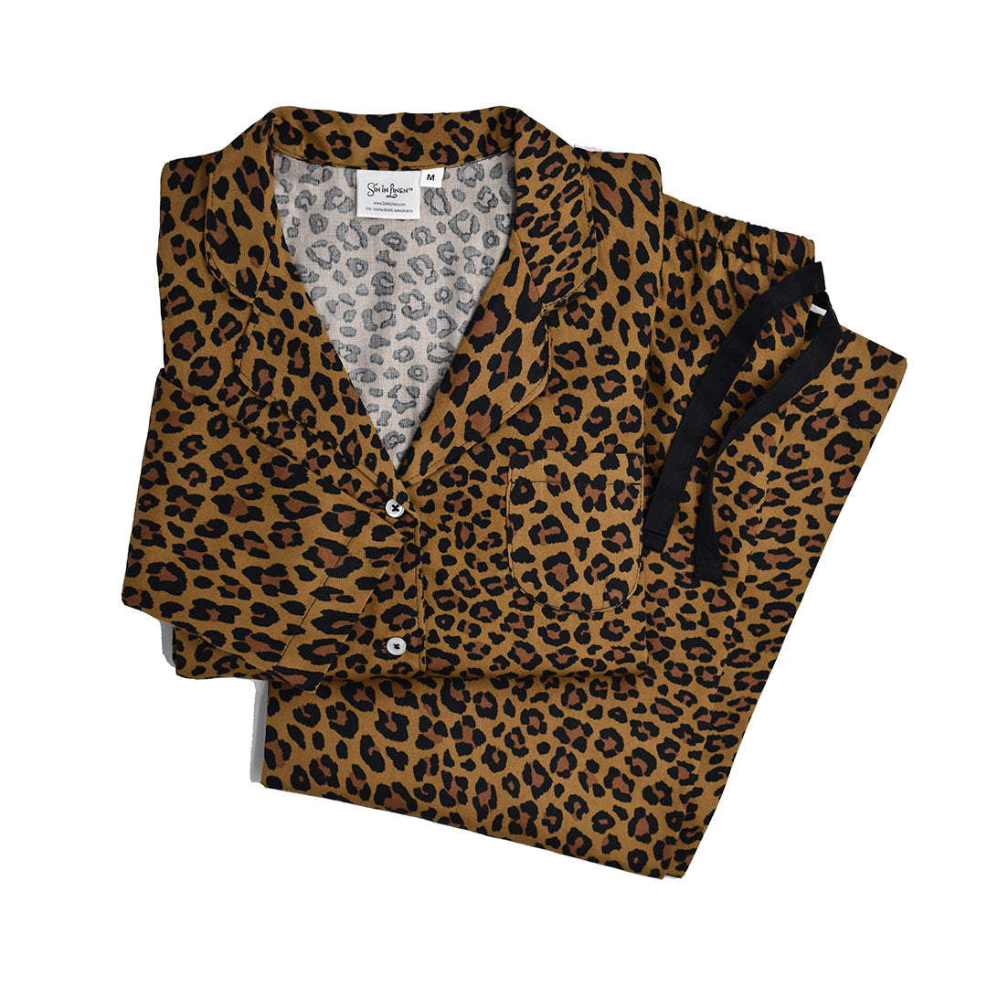 Wild Side Leopard Pajama Set - Natural