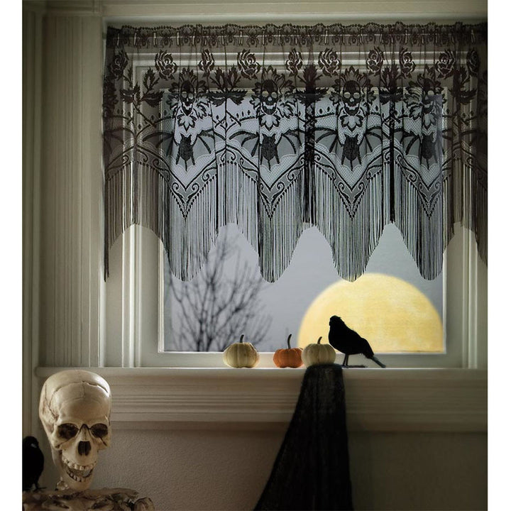 Skulls and Bats Lace Valance - Sin in Linen