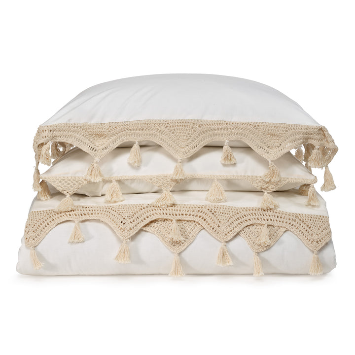Crocheted Duvet Cover Ivory