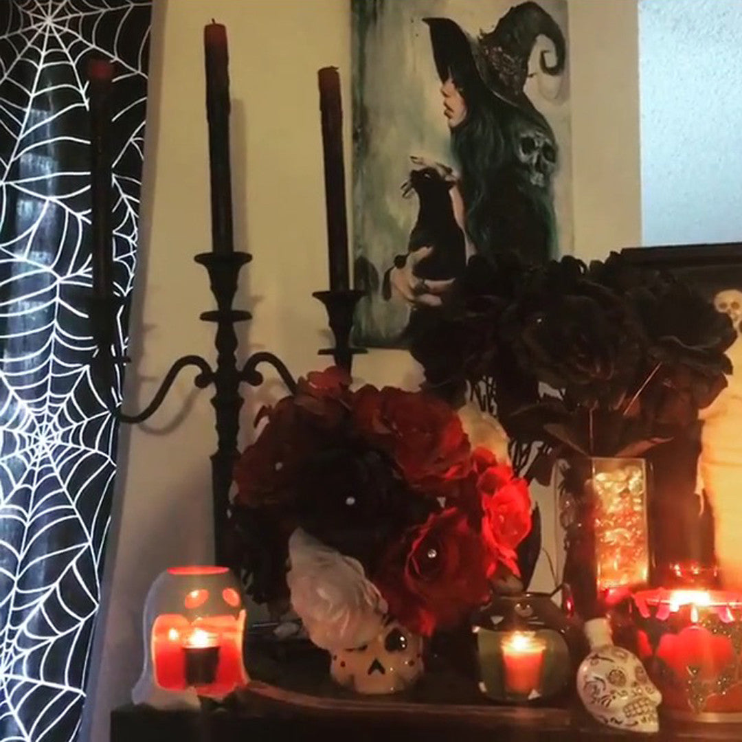 Spider Web print Curtains - Halloween Decor - Sin in Linen