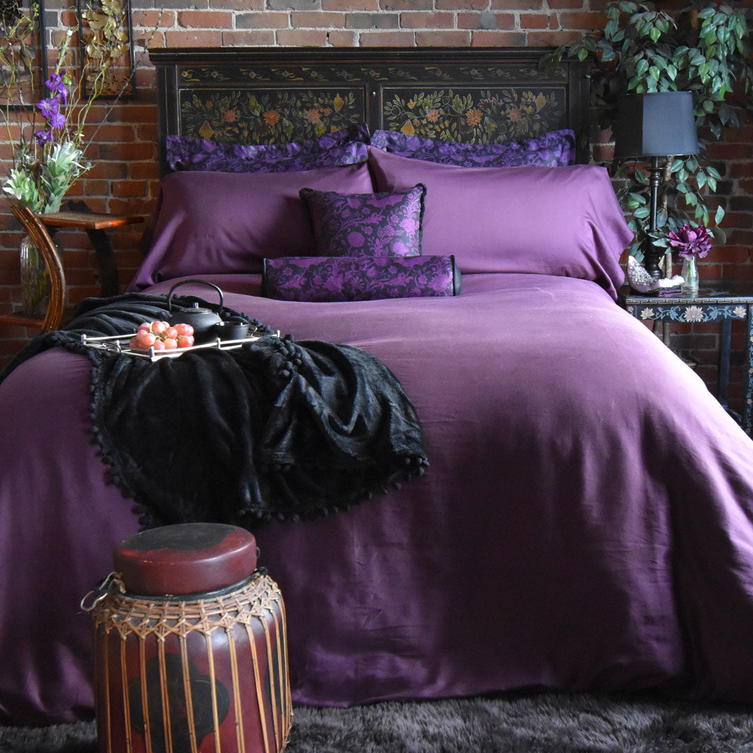 Purple Bats Velvet Throw Pillow