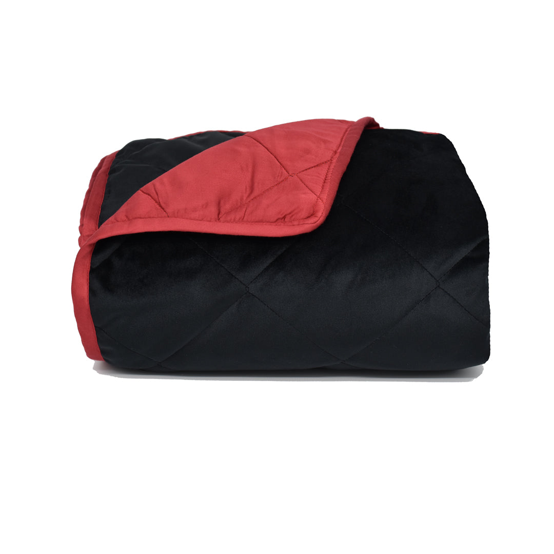 Velvet Blanket - Black with Red Bamboo