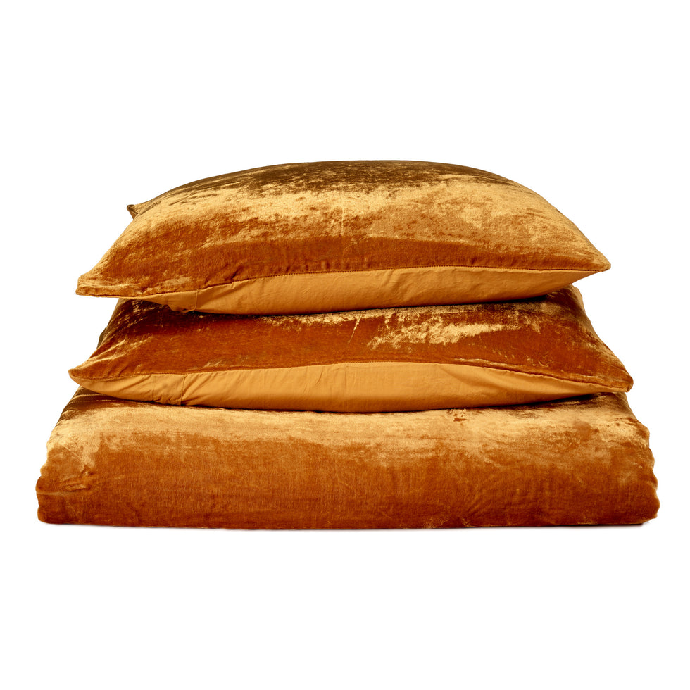 Gold Velvet Duvet Cover Set Sin in Linen